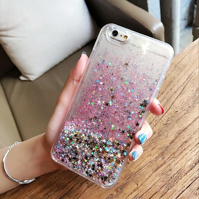 Loves heart glitter stars dynamic liquid drijfzand zachte tpu telefoonhoesje voor iphone 6 6s 6 plus 7 7 plus 5 5s 5se