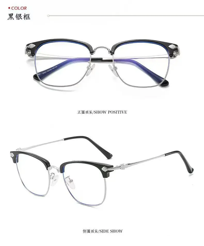 Gafas clásicas semi sin montura con bloqueo de luz azul para hombre, lentes de negocios con filtro de rayos cuadrados, monturas para ordenador, gafas para mujer