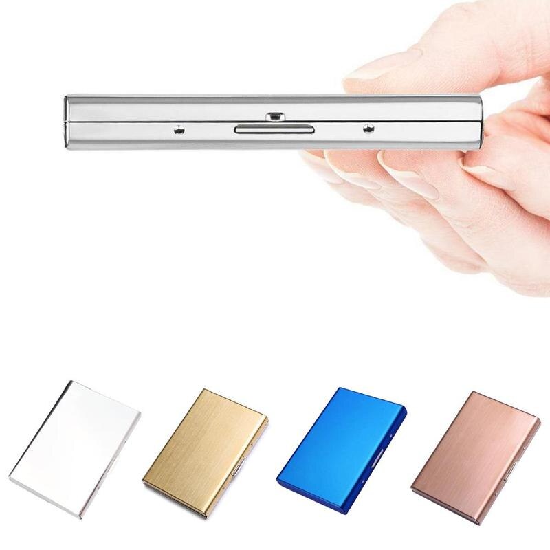 Stål kreditkortshållare fodral bärbar slim anti protect id korthållare för kvinnor män utomhus resor metallfodral plånbok
