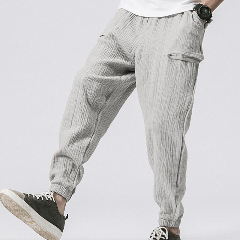 Casual Harem Joggingbroek Broek Mannenmode Hip Hop Katoen Linnen Broek Mannen Koord Pocket Losse Potlood Broek