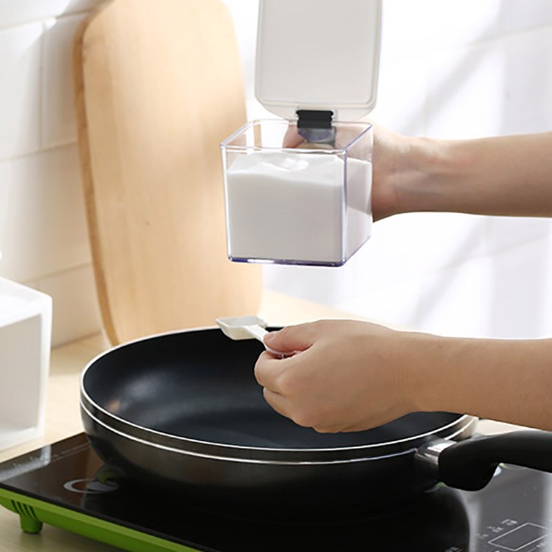 Küche Gewürz Veranstalter Stapelbar Gewürz Boxen Mit Griff Zucker Salz Behälter Kunststoff Vakuum Deckel Hause Küche Zubehör