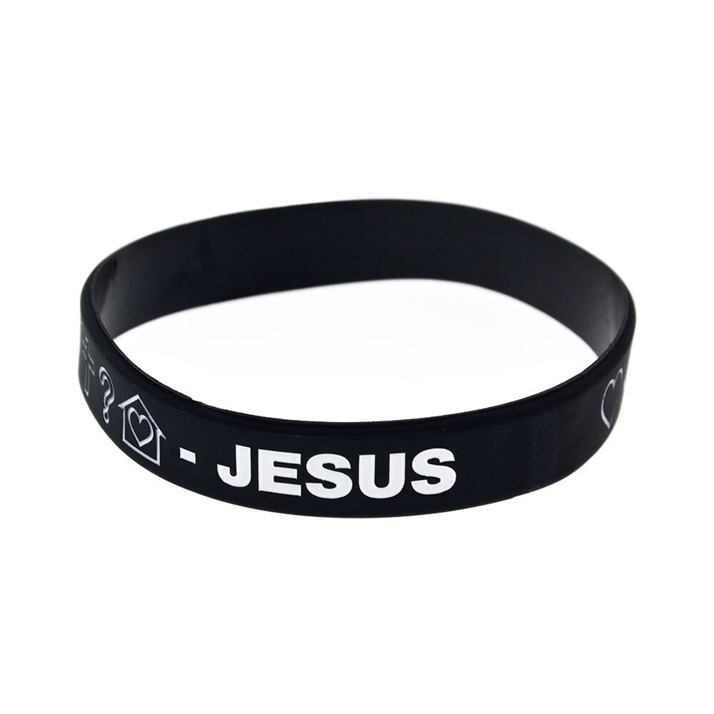 1 ud. Pulsera de goma de silicona de Color azul y negro Jesús amor para fe religiosa