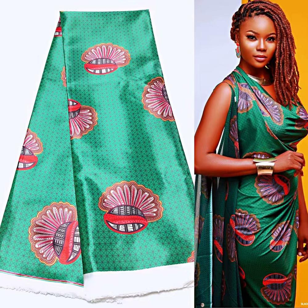 Afrikaanse Stof Vrouwen Jurk Afrikaanse Zijde Stof Satijn Zijde Voor Kledingstuk Naaien 5Yards: YJ75826C6