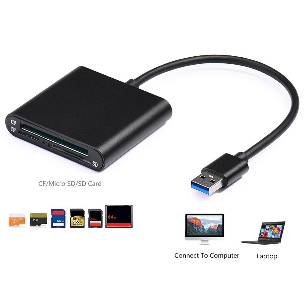 3 in 1 USB 3.0 micro-sd TF SD CF lettore di schede di memoria OTG Writer Compact Flash per iPad Pro Huawei Macbook micro-sd Cardreader