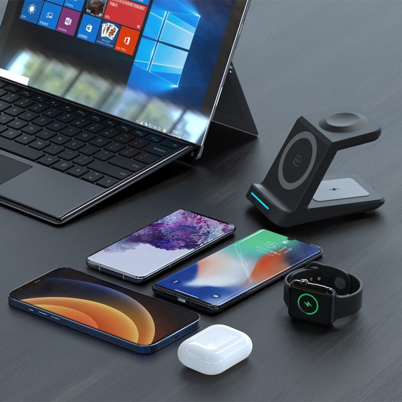 KEPHE-cargador inalámbrico magnético 3 en 1, cargador para iPhone 13, 12 Pro Max, Apple Watch 3, 6, 7, SE, Airpods Pro 2 y 3