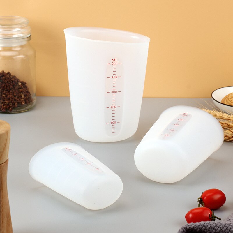 Silicone Measuring Cup Flexible Liquid Measure Cup Graduated Silicone Beaker Mixing Split Cup for Baking Kitchen Measuring Tools