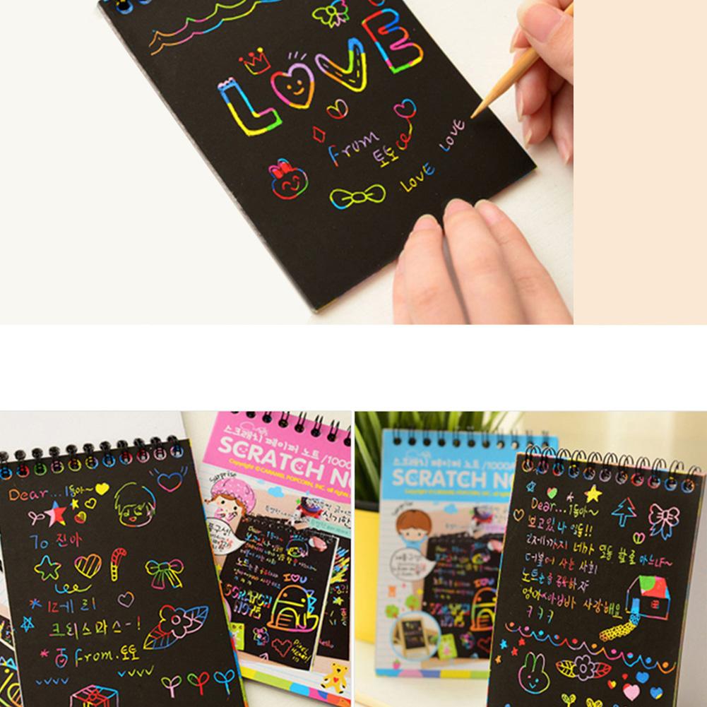 12 blatt magisches kratzpapier, bunte mal- und kritzelhefte, kratzkunst für kinder, zufällige farben