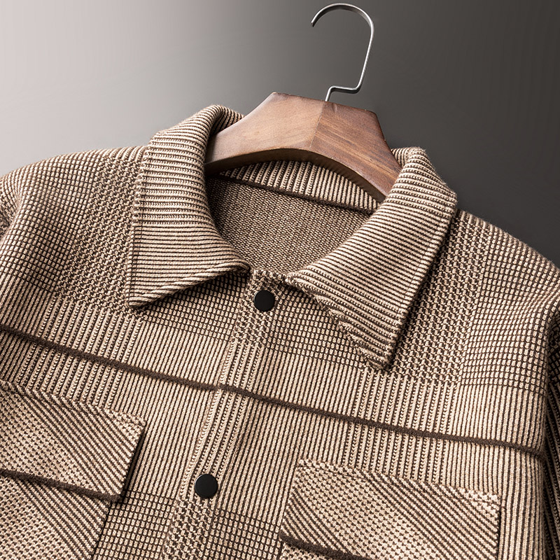 Manteau de de styliste anglais pour hommes, automne hiver, veste d&#39;affaires décontractée, pardessus en laine rayé,