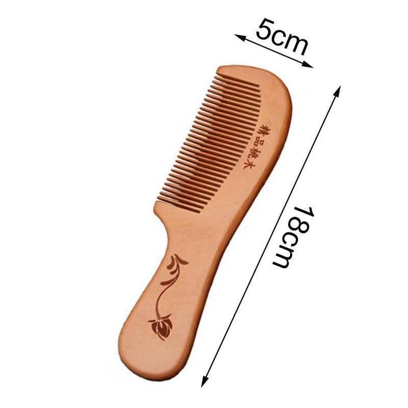 Naturligt trä bred tand hår kam naturligt sandelträ handgjord massage skönhet hårvård 18cm trä kam blomtryck