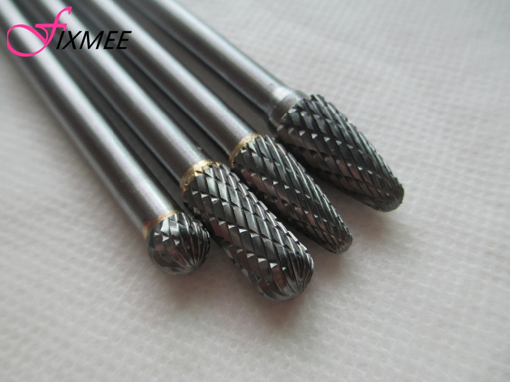 Fixmit outils électriques à haute efficacité, fraises rotatives, tige de 1/4 pouces de Long, ensemble de carbure à Double coupe