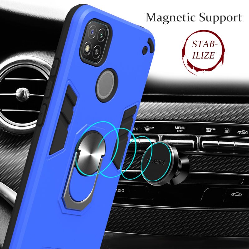 Xiaomi Redmi 9C Case Magnetische Metalen Ring Auto Case Voor Redmi 9C 9 C Silicon Hard Pc Armor Shockproof Bumper bescherming Back Cover