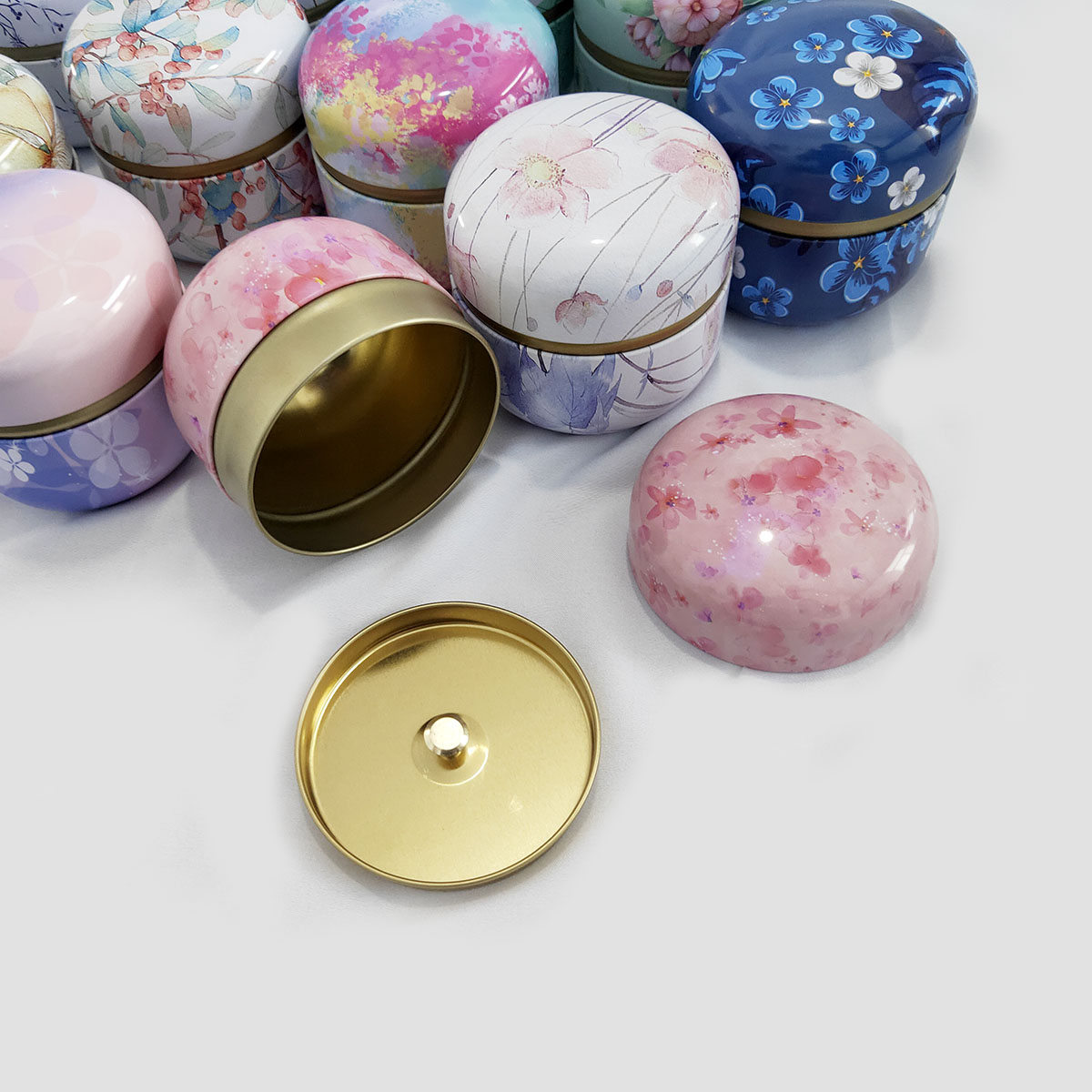Mini Tea Storage Containers Tea Coffee Tins Flowers Pattern Food Storage Box for Herb Candy Chocolate Sugar Spices Candle
