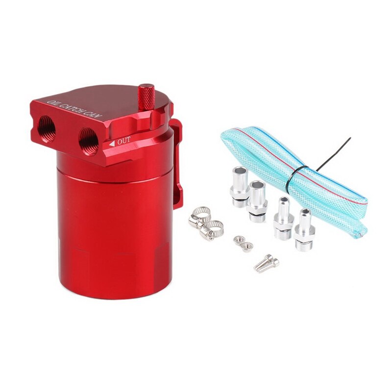 Dyno Racing Universal Oil Catch Can Engine Oil Catch Tank Aluminum Catch Can Oil Separator 300Ml: Red