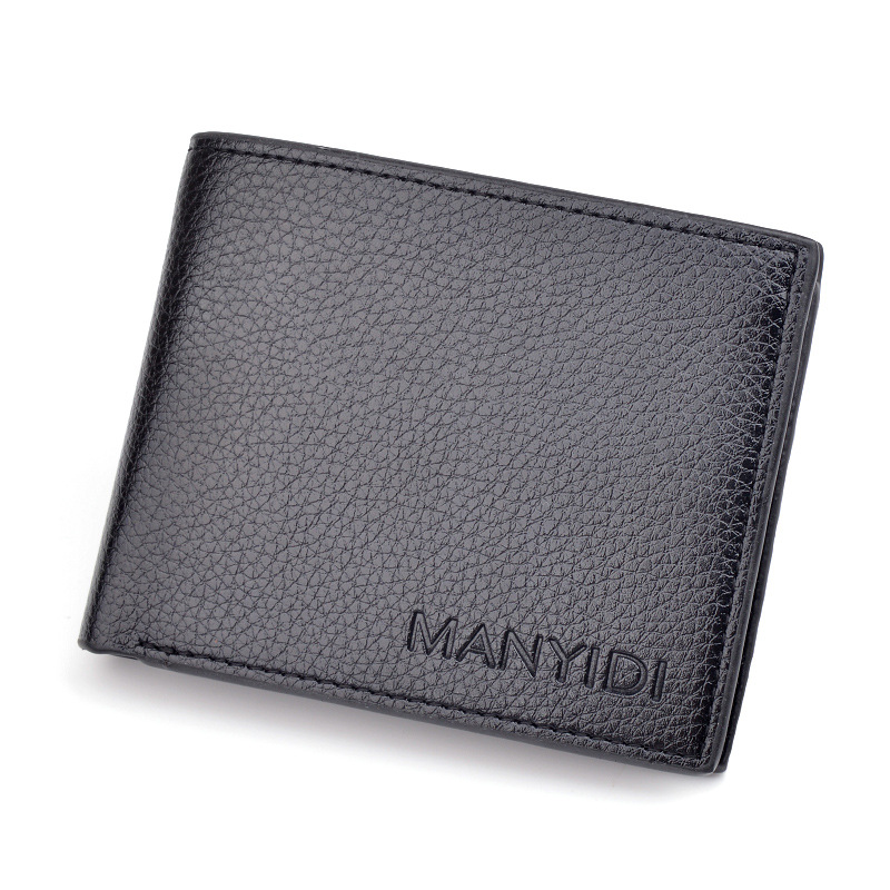 Wallet Short Men's Thin Wallet Horizontal Business Casual Lychee Pattern Retro Soft Leather Wallet