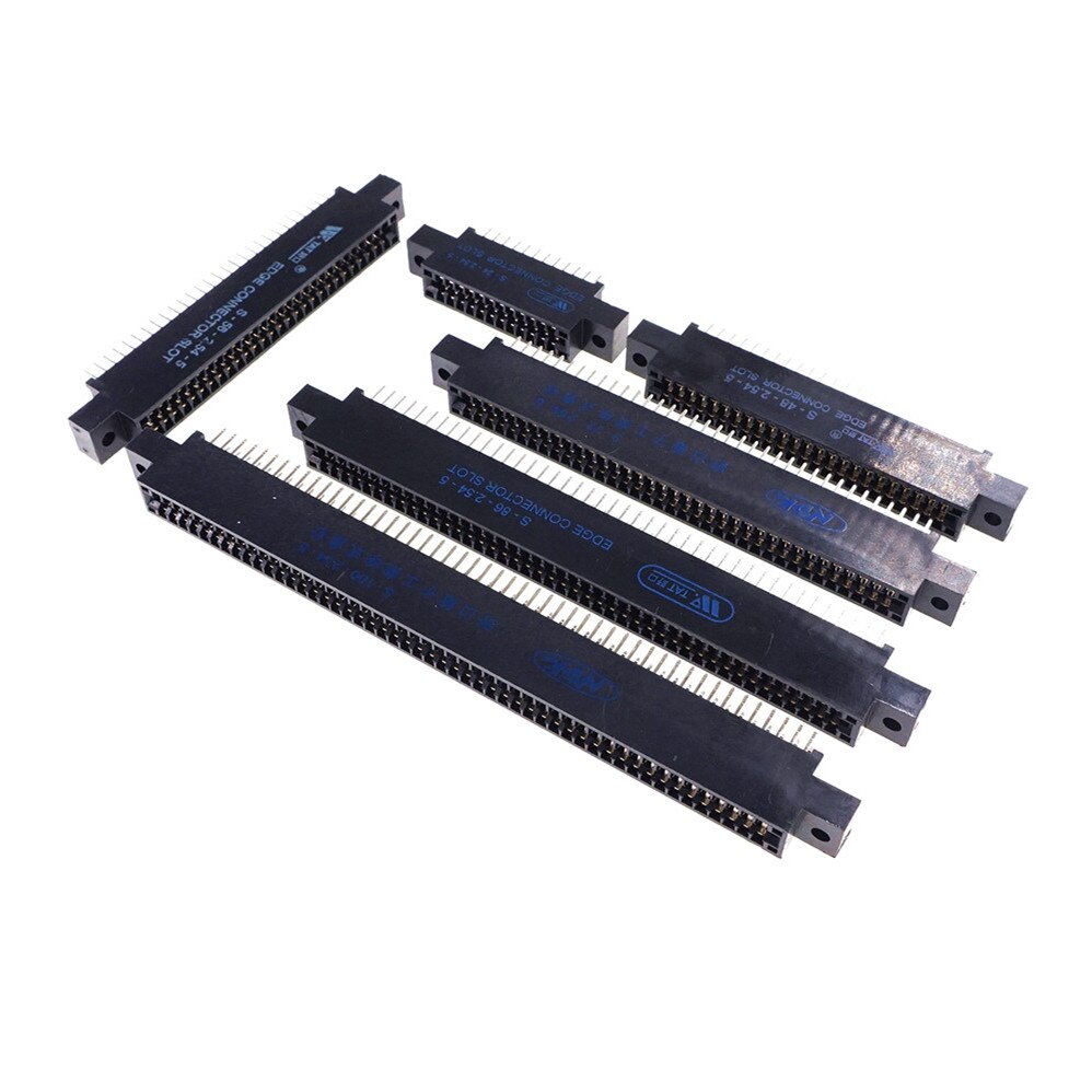 Connecteur de carte de bord, pas de fente de 2.54mm oreilles, montage de prise de doigt doré, 5 pièces, 24 42 44 48 50 56 60 86 88100 128 broches PCB