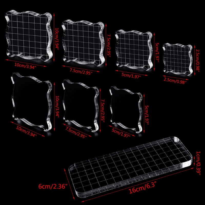 Acrylic Clear Stamping Block Grid and Grip Scrapbook Craft Making Essential Tool
