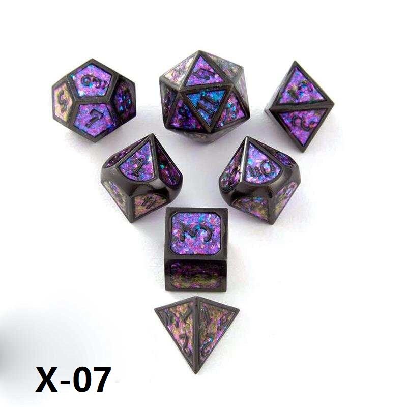 Metal Dice Set 7PCS/Set Polyhedral Dices Dnd Board Game Dyses Dados Rpg Purple Digital Dice D4 D6 D8 D10 D12 D20 Dobbelstenen: X-07