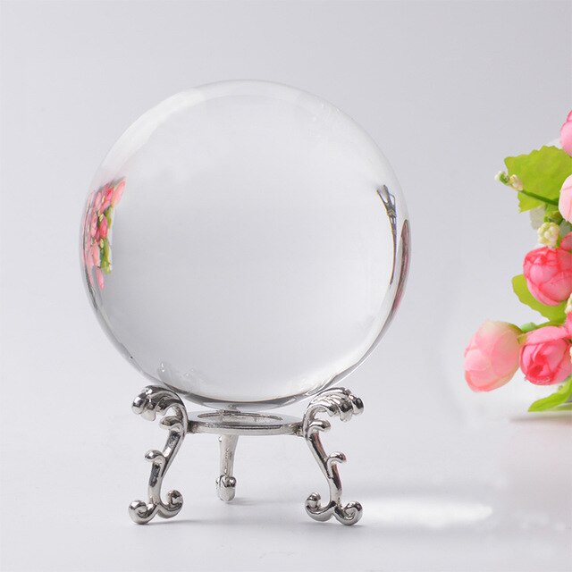 60cm/70cm/80cm klare glaskugler feng shui fotografering krystalkugle værelse dekoration boligindretning håndværk bolde: 80mm / Med sølvbase