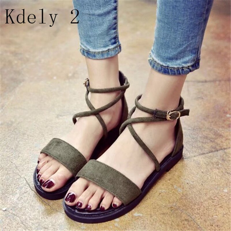 Sommer kvinder sandaler flad hæl læder flade sandaler damer originale slingback sandaler strandsko klassiske sandaler