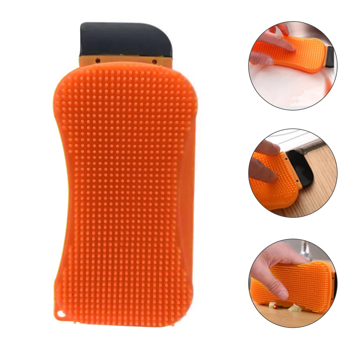 1/3 pièces 3 en 1 éponge héros Silicone brosse de nettoyage multi-fonction cuisine Silicone éponge ménage nettoyage outils: orange
