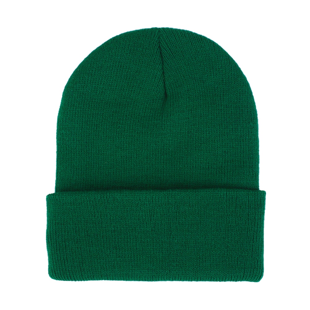 Wollen muts herfst winter unisex wollen muts zachte gebreide muts schedel mutsen warme effen kleur skimuts: Grasgroen