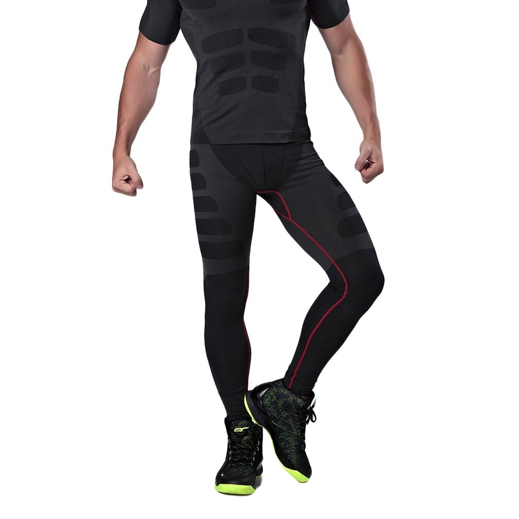 Komfortable mænd sport løber stramme slim bukser lange leggings under bukser