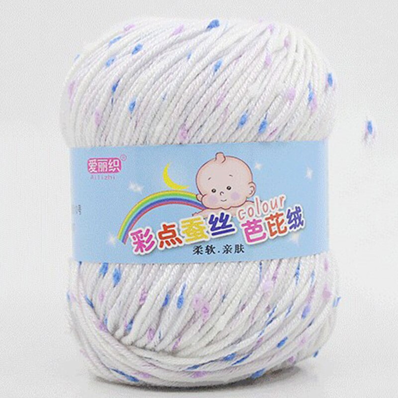 Baby Cotton Cashmere Yarn For Hand Knitting Crochet Worsted Wool Thread Colorful Eco-dyed Yarn Needlework: White