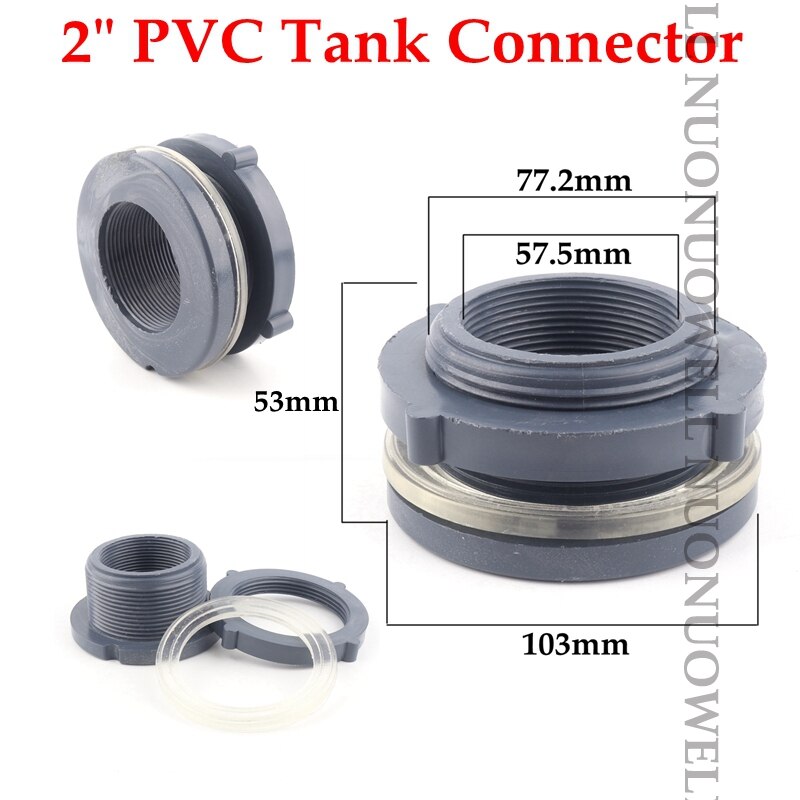 1pc pvc vattentank koppling fisk tank gänga kopplingar vattentank dräneringsrör tillbehör akvarie skarvar vattenrör kopplingar: 2in st pvc-kontakter