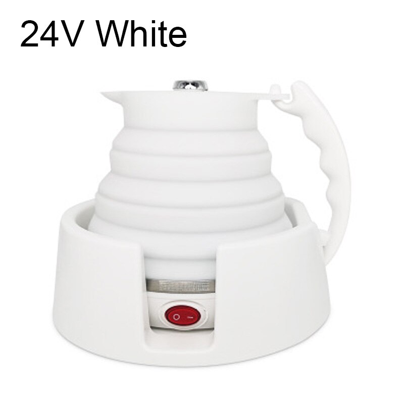 DMWD 12V/24V przenośny składany czajnik elektryczny 450ml jedzenie stopień silikonowy podróż samochodem składany czajnik sucha ochrona: 24V biały