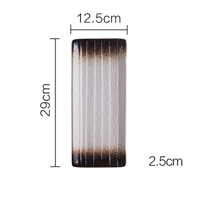 FANCITY plato rectangular para restaurante, plato de cerámica retro, placa con patrón de piedra, plato plano, plato de sushi: 5