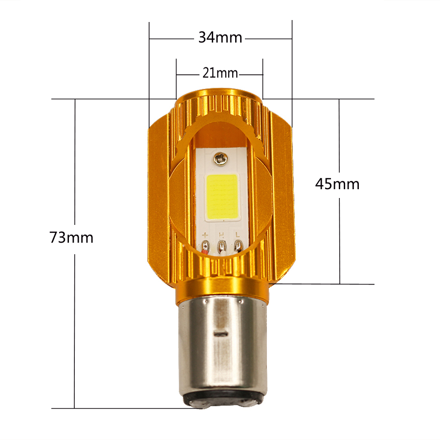 H6 ba20d cob motorcykel led strålkastare moped skoter motorcykel lampa vit 6000k hi/lo beam  dc12v ~ 80v 8w 1000lm led pannlampa 1 st