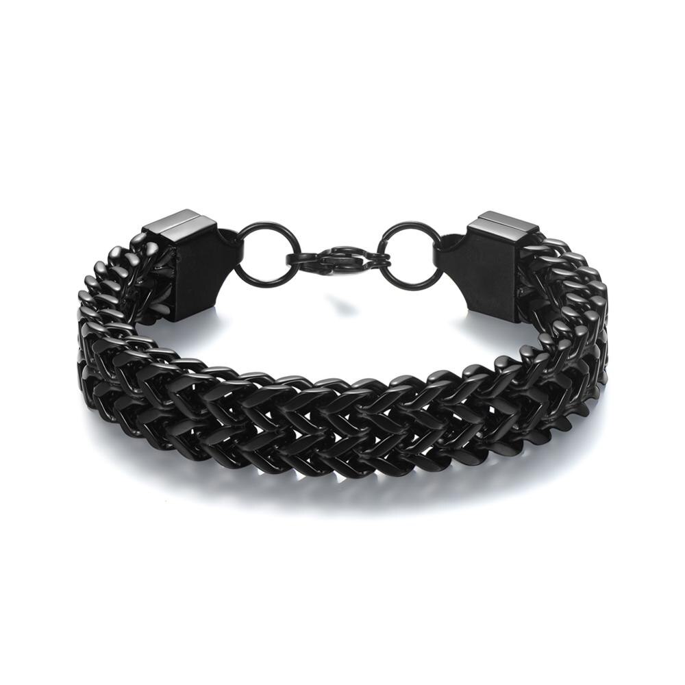 Bracelet à chaîne en acier titane plaqué or, noir, à la , pour hommes, 12MM de largeur, 316l, en acier inoxydable: black / 22cm