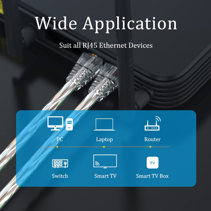 CHOSEAL Cat6 RJ45 kabel Ethernet CMR goły drut miedziany RJ45 Internet 10 gigabitowa prędkość UTP LAN Patch do laptopa Router