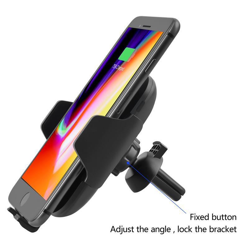 Snelle Auto Draadloze Oplader Automatische Auto Air Vent Oplader voor iPhone X XS 8 7 Samsung S9 S8 Plus met sensor Infrarood inductie