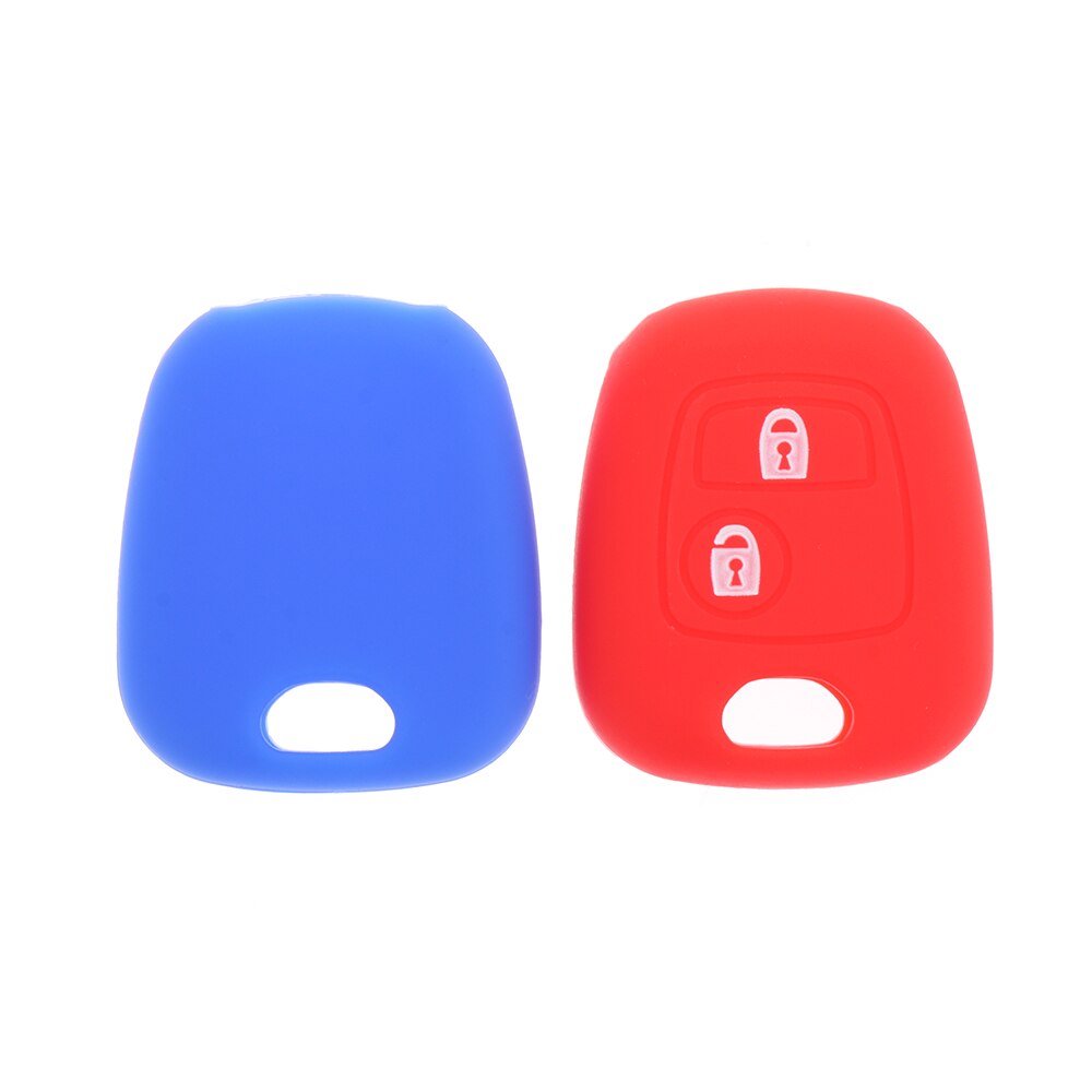 Capa de chave de carro de silicone, para peugeot 206 307 207, 2 botões, capa de chave de carro, suporte, conjunto de chave remota, imperdível capa protetora de chave macia