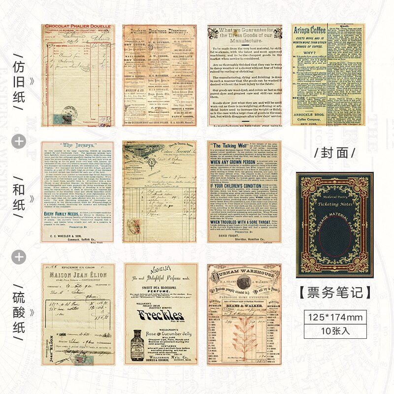 10 sztuk/zestaw średniowieczny wiersz serii papierowy materiał graty dziennik planista Scrapbooking dekoracja w stylu klasyczny DIY rękodzieło dokument informacyjny: D
