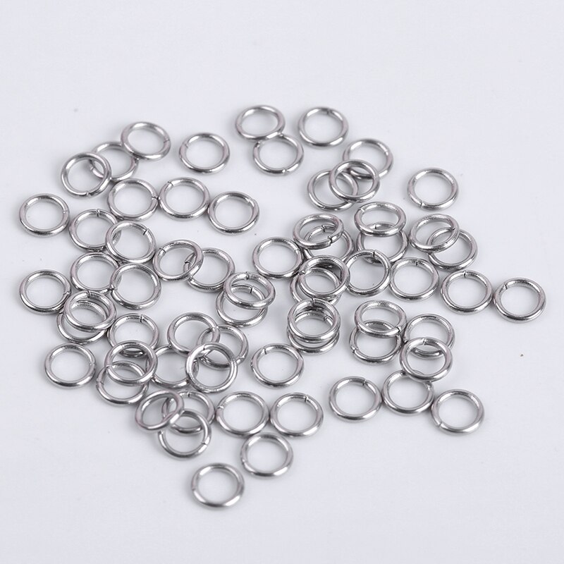 200 unids/lote de acero inoxidable anillos de salto abierto anillos de Split para la fabricación de la joyería DIY conector Accesorios: 0.8x5mm 200Pcs