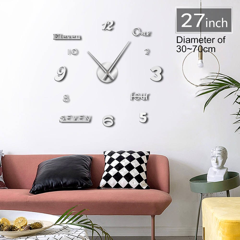 Bezramowe różne rodzaje liczb 3D zegar ścienny DIY duże igły zegar kwarcowy zasilanie bateryjne lustro powierzchnia zegar akrylowy zegarek