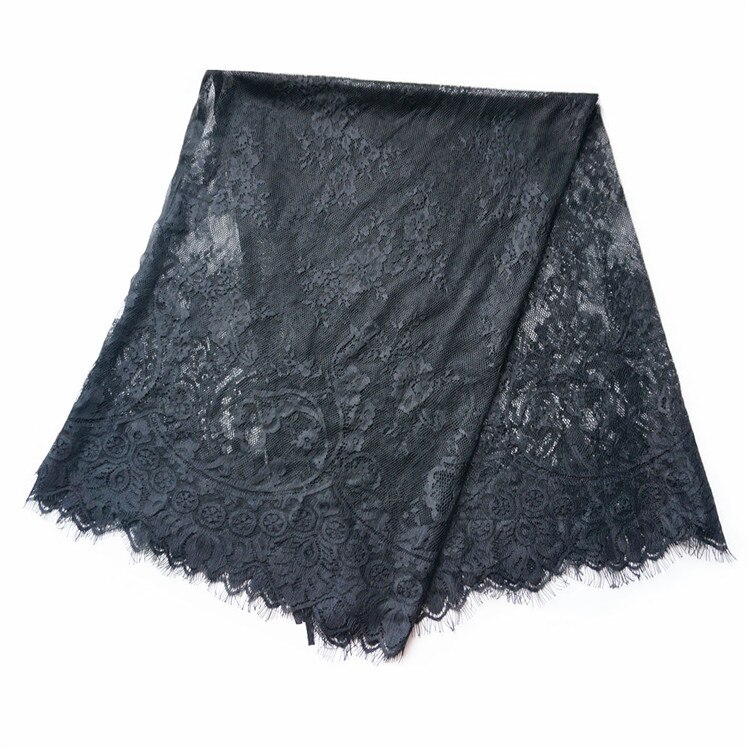 Branco preto tecido de renda pano padrão flor bordado vestido de casamento apliques malha trims costurar no remendo para vestido decoração diy: Black