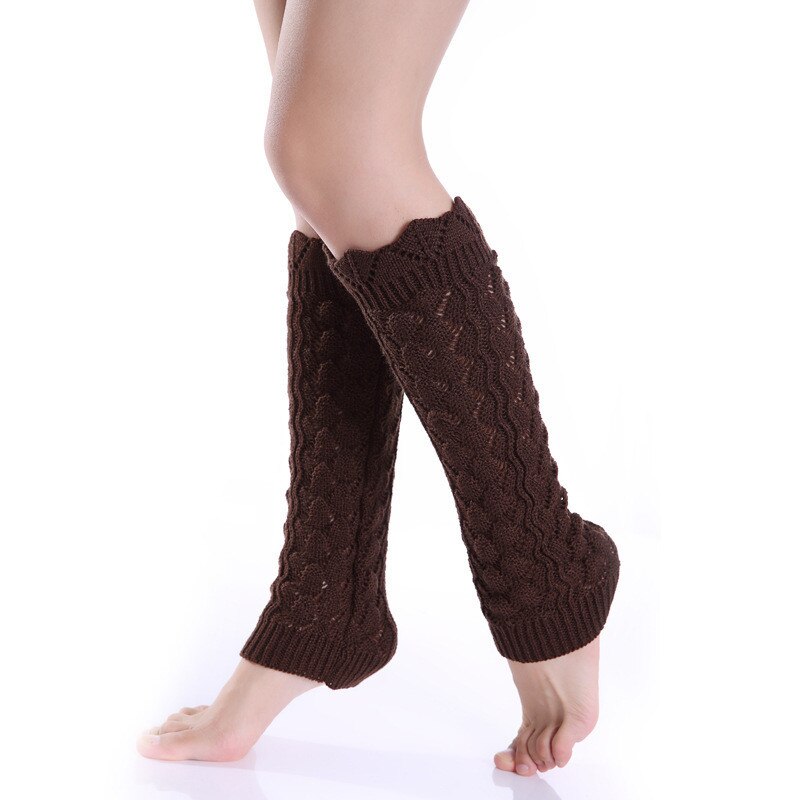 Creux ondulé bordure Imitation dentelle tricoté laine jambe couverture Pile Pile chaussettes femme automne et hiver chaussettes cheville plus solide: Marron