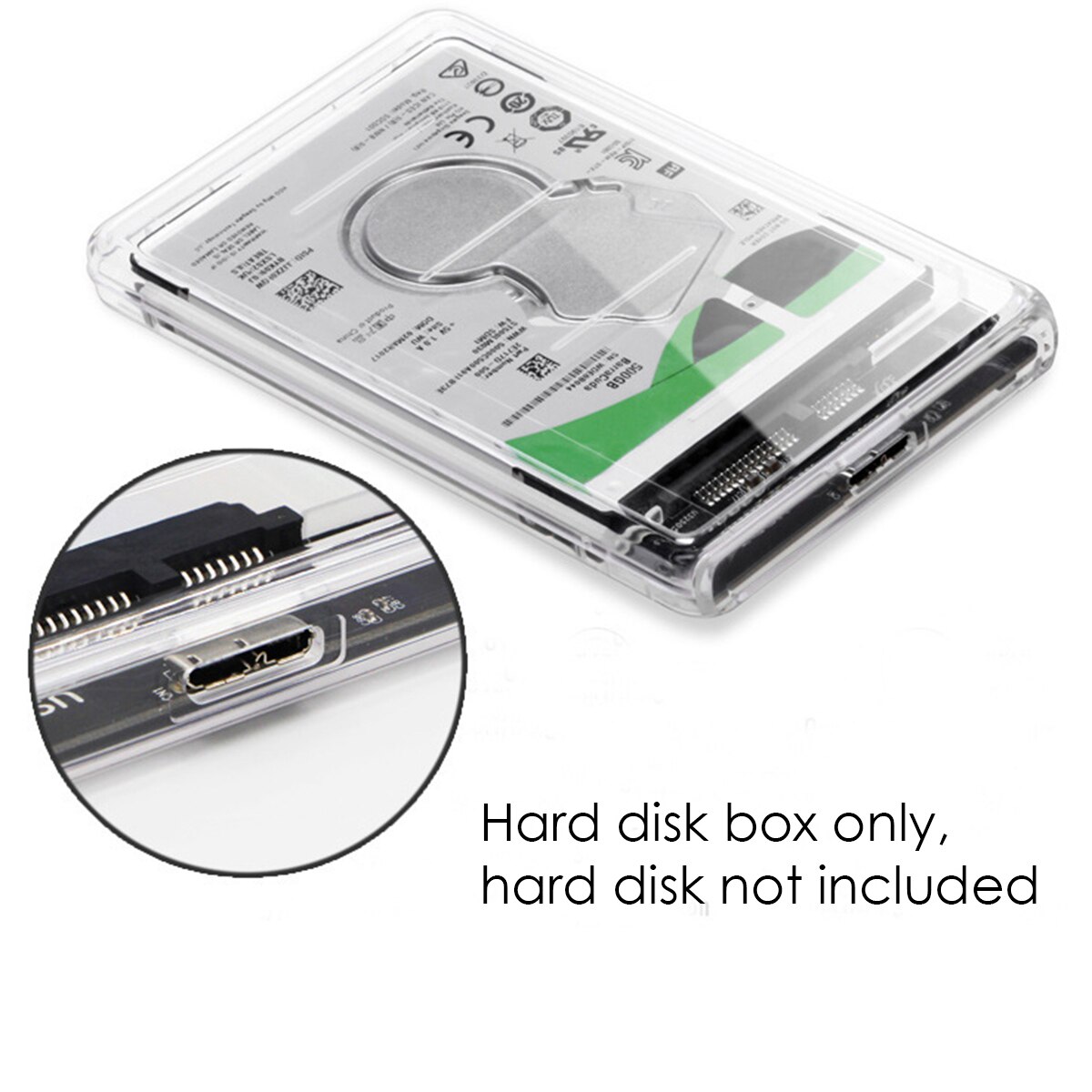 2.5 Inch SATA Hard Drive Disk Enclosure USB 3.0 Data Cable Transparent External HDD SSD Case Enclosure Support 2TB For Laptop PC