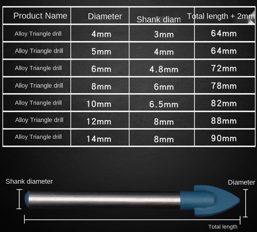 Glazen Tegel Diamond Tip Boor Set Hardmetalen Spear Head Keramische Tegel Marmer Spiegel Boren Metselwerk Boren