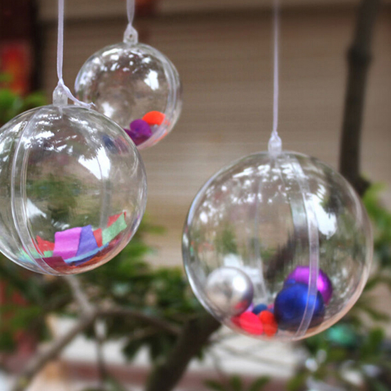 Bauble xmas ball ornamenter træ fyldbare hængende klare bolde boligindretning 1pc 4-8cm jul gennemsigtig plast slik boks