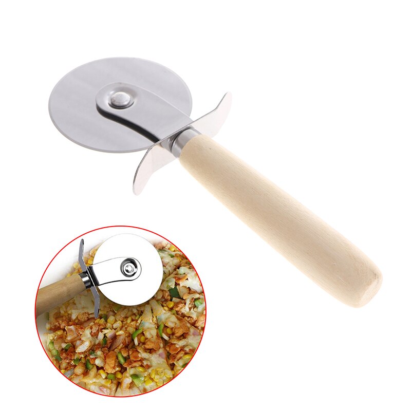 17.5*7cm Stainless Steel Pizza Cutter Round Shape Wood Handle Pizza Wheel Pizza Cutter Pizza Knife Kitchen Tools