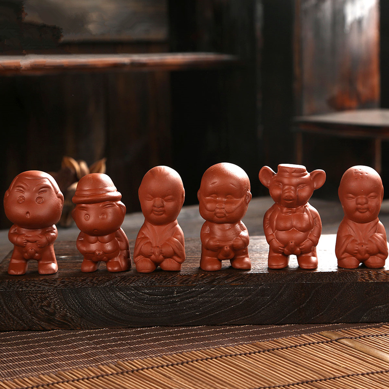 6pcs/lot pee doll Chinese yixing zisha purple clay tea pet home decoration on tea tray lovely pee boy tea play on sales in China