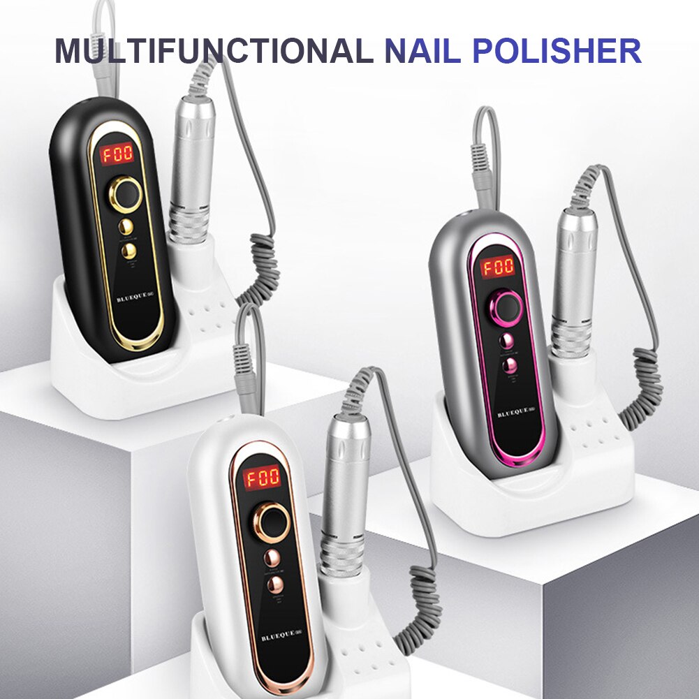 Portable Nail Drill Machine Set 50w Low Operation Noise Electric Nail Drill Natural Acrylic Nails Adjustable Speed Manicure Tool