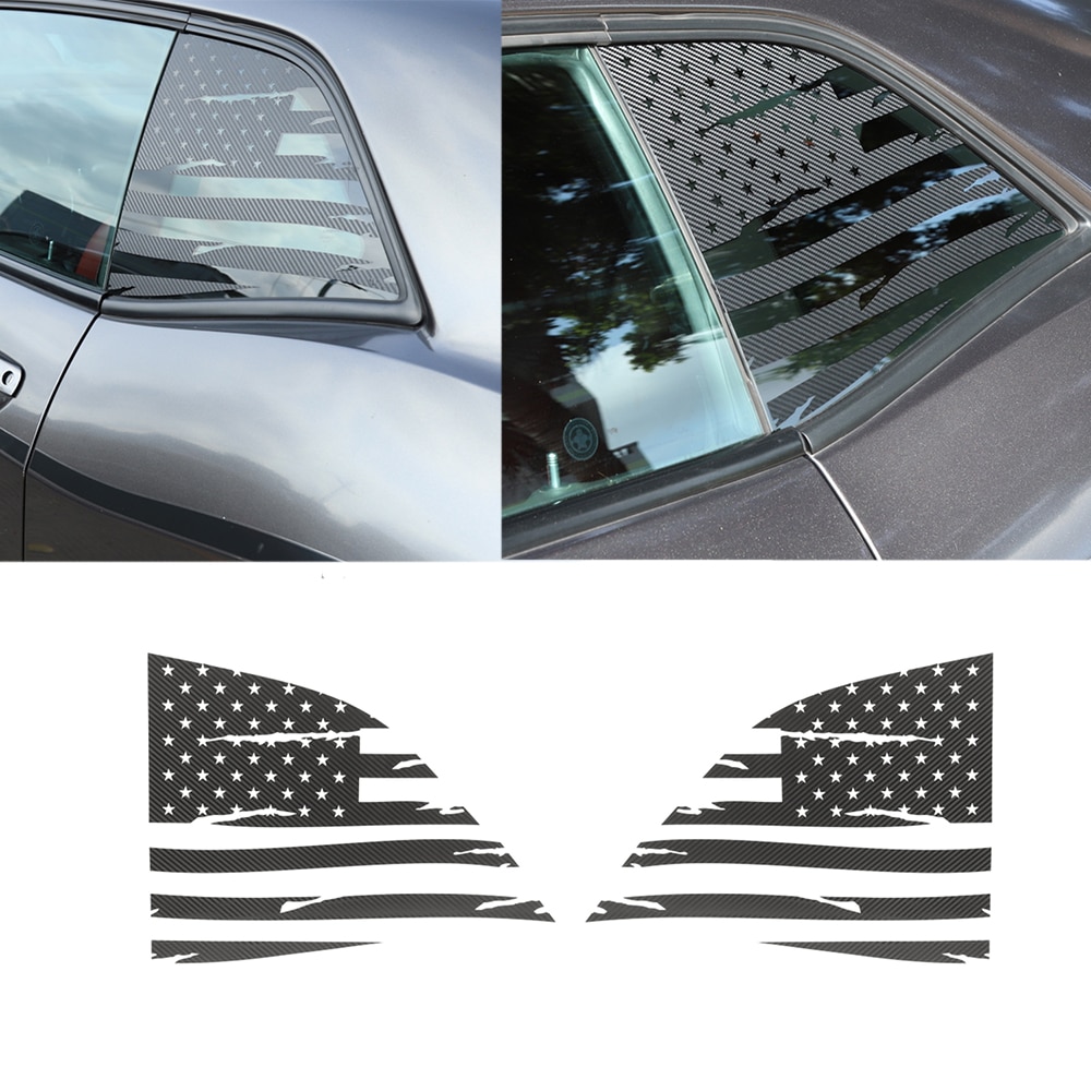 Voor Dodge Challenger Auto Achterruit Decoratie Stickers Amerikaanse Vlag Stijl Auto Exterieur Accessoire Zwart/Carbon fiber
