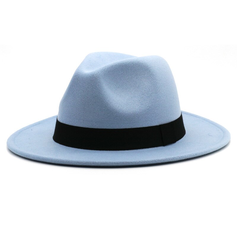 Muts Fedora Hoed Meer Blauw Lente Kleur Jazz Kerk Hoed Unisex Blauw Hip-Hop Wilde Fedora Hoed шляпа Женская