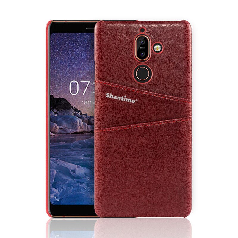 For Nokia 7 Plus Phone Case For Nokia 7 Plus Business Case Leather Wallet Cover With Card Slot Holder Luxury Sense: Red