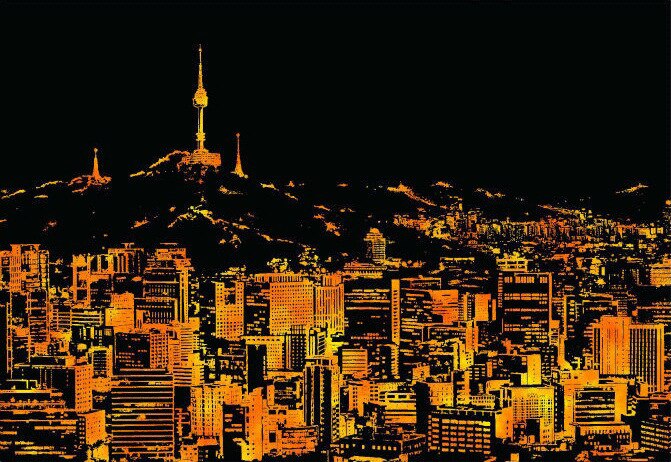 40.5cm*28.5cm Scratch Night View World City Scraping Paintings Decorative Paper DIY Paintings DIY: Seoul